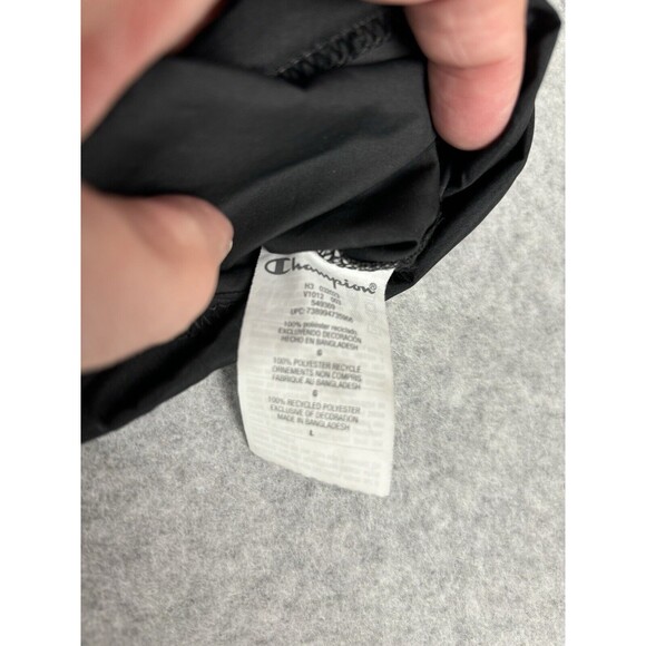 Vintage Black Champion Windbreaker With Hood Quarter Zip With Pockets Large - Picture 15 of 15